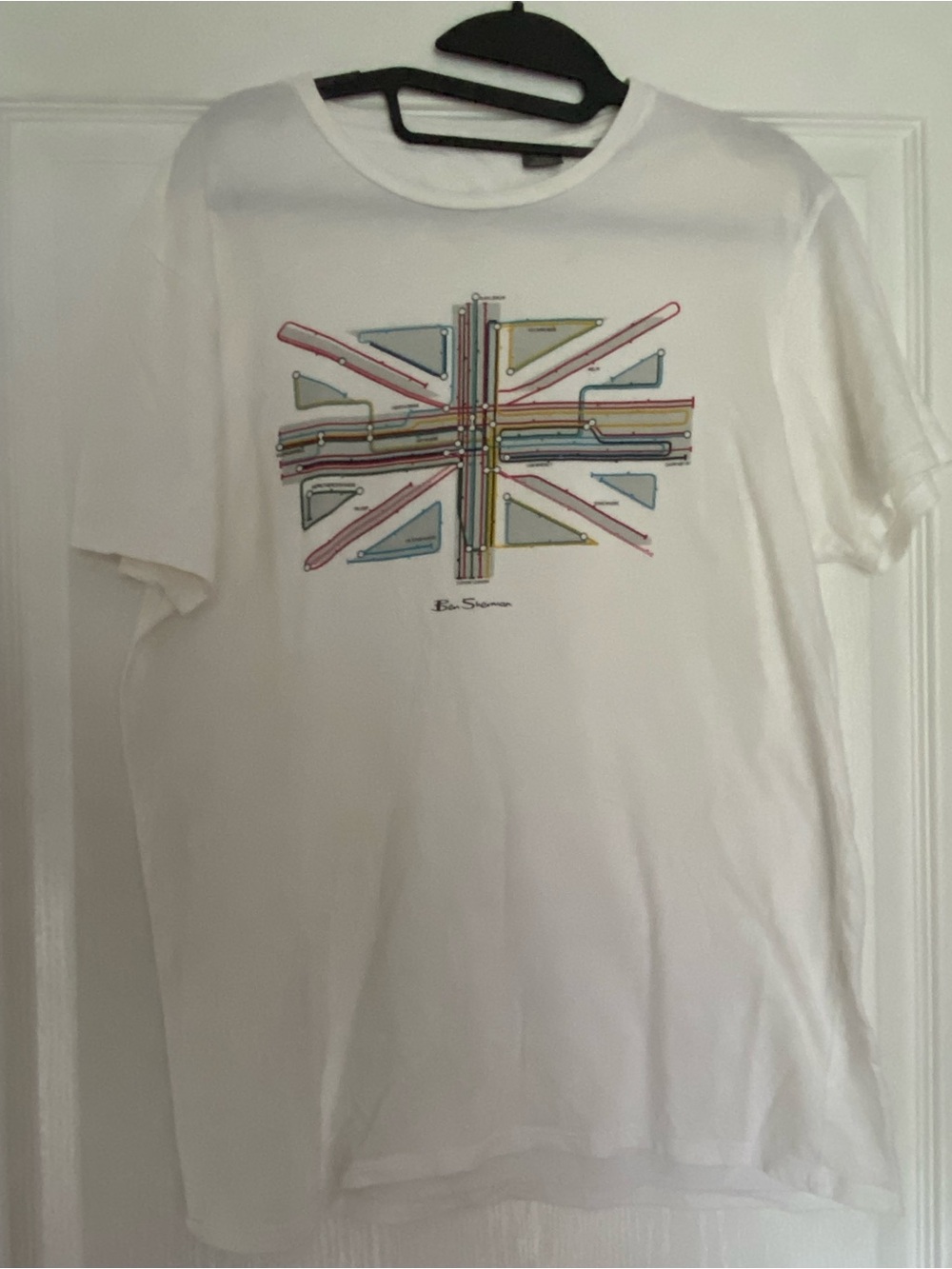 Ben Sherman White Graphic Union Jack Tee T-shirt Sz M